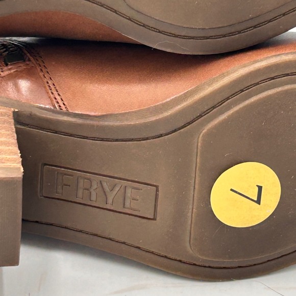 FRYE Judith Double Zip Ankle Boots Women's 7 Wheat Brown Leather Block Heel - Picture 9 of 9